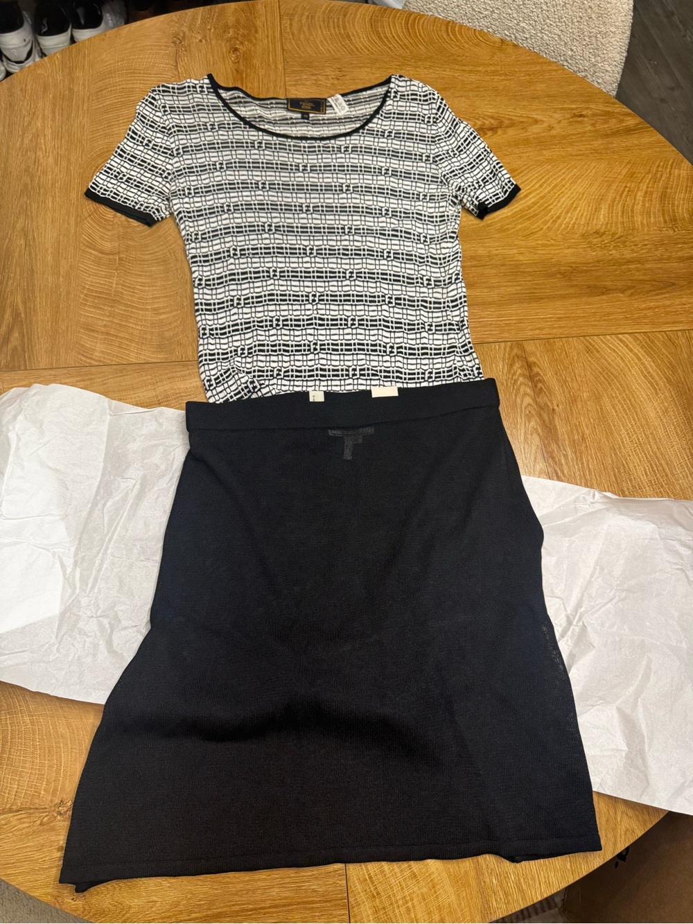 Vintage Fendi FF Zucca Monogram Knit 2 Piece Skirt Set IT 42 US 8 Made in Italy